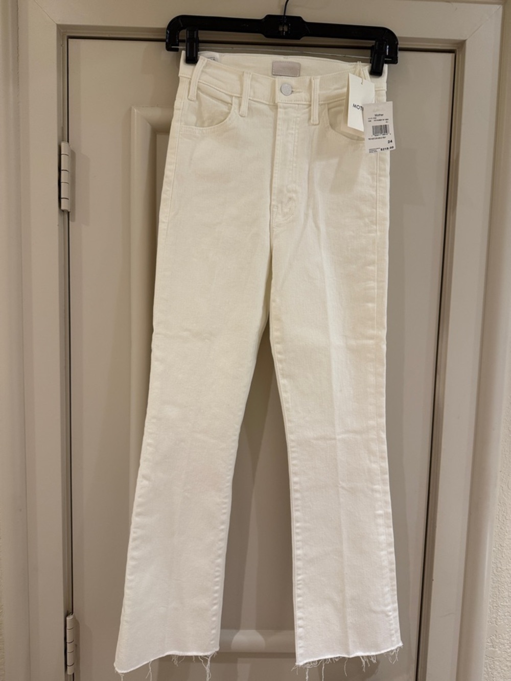 MOTHER Straight-Leg High-Rise Jeans in Off-White